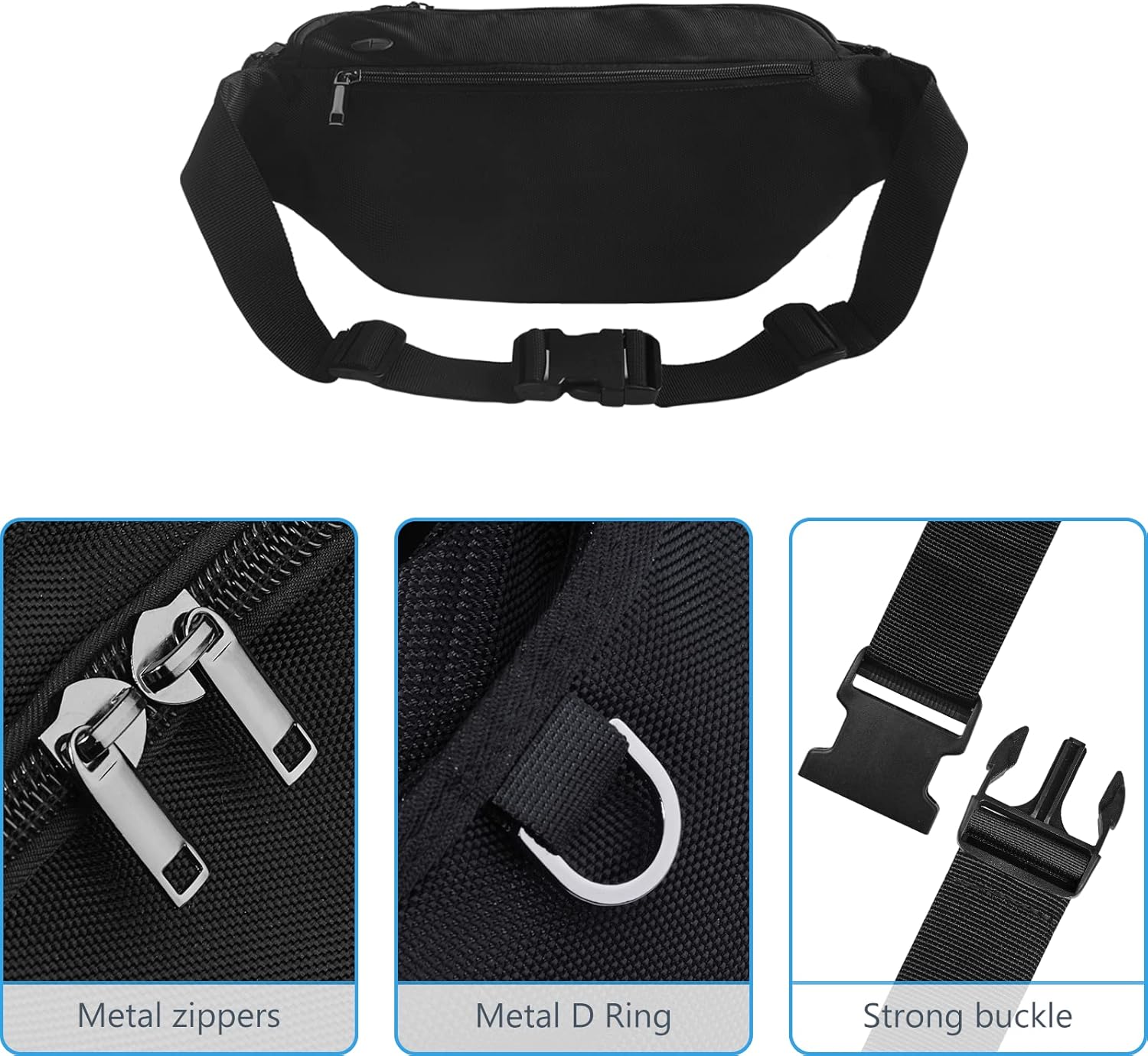 Sports Fanny Pack for Men Women, Outdoor Waist Pack Bag with 6 Zipper Pockets, Super Capacity Bum Bag with Adjustable Belt for Traveling Hiking Cycling Workout Casual - Image 5
