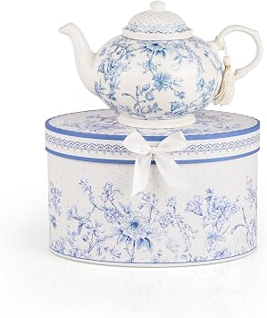Elegance Bird of Paradise Bone China Teapot in Gift Box 1.14-qt. 1080 ml Teapot Loose Tea lovers about 4 Cups Gift Box
