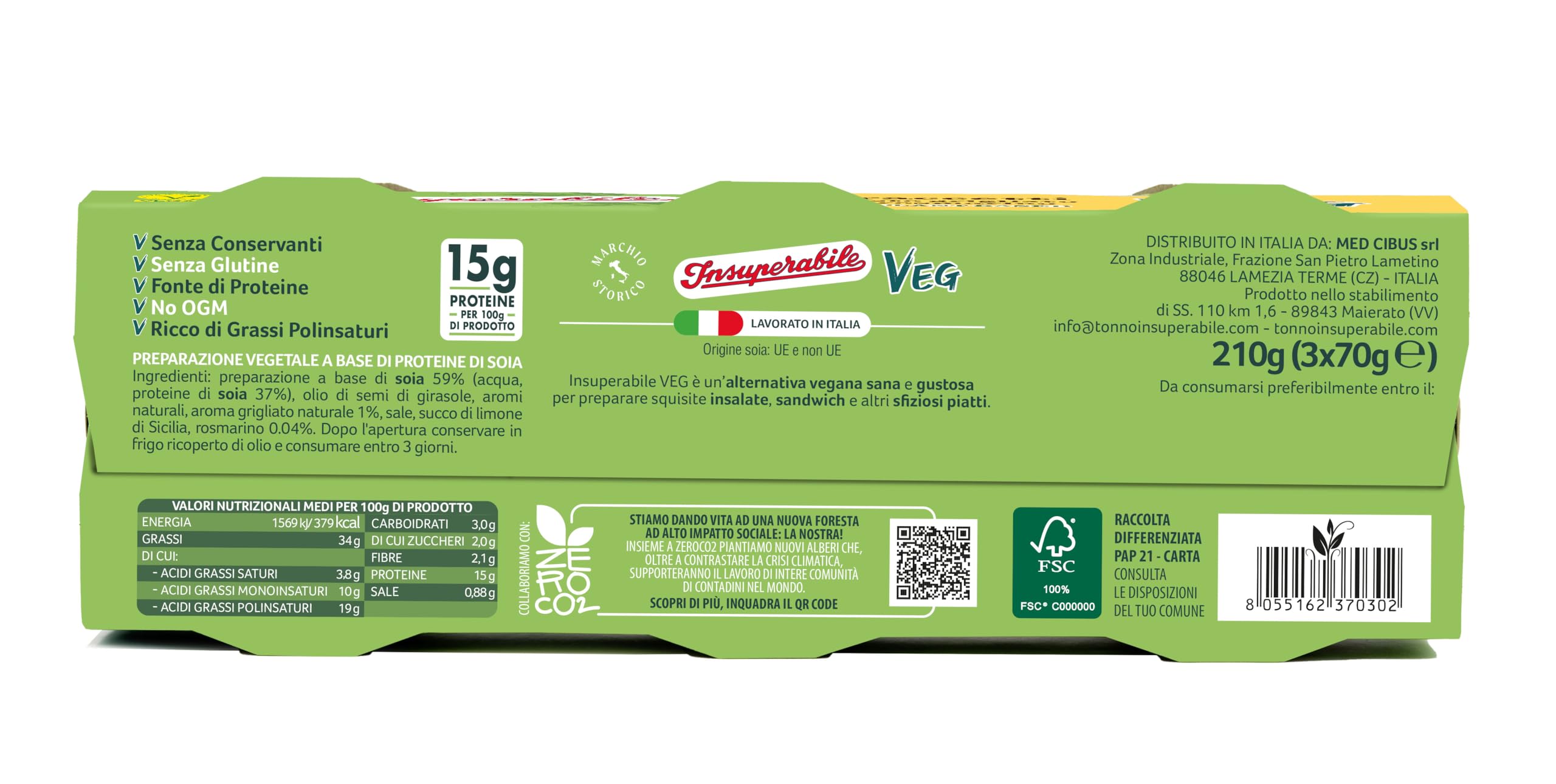 INSUPERABILE | Straccetti al Gusto Grigliato con Rosmarino, 24 lattine da 70gr, Confezione da 3x8-100% Plant Based, Certificazione Vegan, Made in Italy