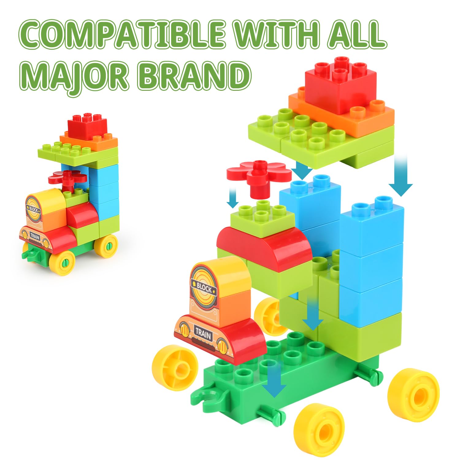 Brickyard Building Blocks Juguetes Grandes De Bloques De Construcción De 177 Piezas Para Niños De 1.5 A 5 Años, Juego De Bloques A Granel, Compatible Con Duplo (177 Piezas