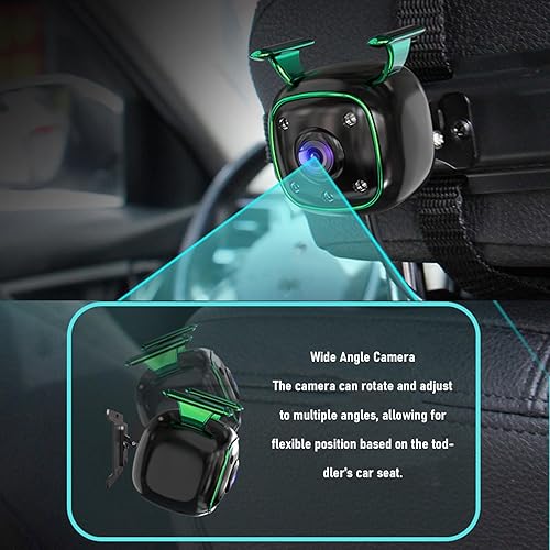 Miniatura 6 de Diyeeni Cámara de coche de bebé para asiento trasero y monitoreo de mascotas, monitor plegable 1080P de 4.3 pulgadas, cámara giratoria 360, monitor