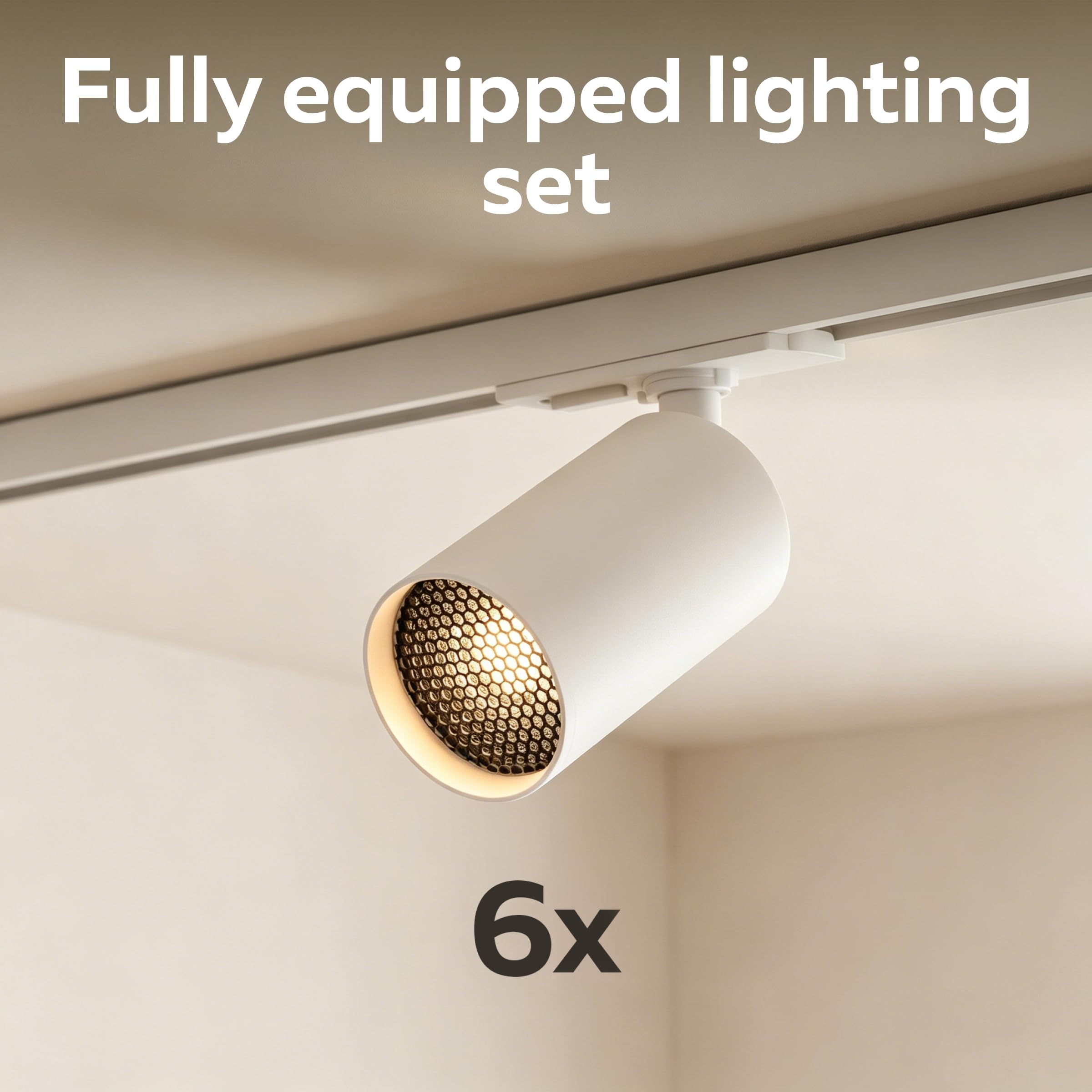 CALEX Sistema di binario LED, 3 m con 6 faretti GU10 orientabili, colore Bianco, plafoniera moderna