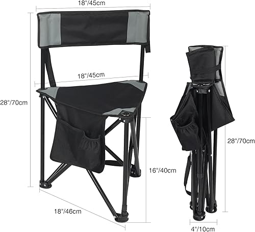 Miniatura 3 de REDCAMP Paquete de 2 Sillas de Camping con Trípode Plegables Ligeras, Asiento de Taburete Trípode Portátil de 3 Patas con Respaldo, Silla de Golf