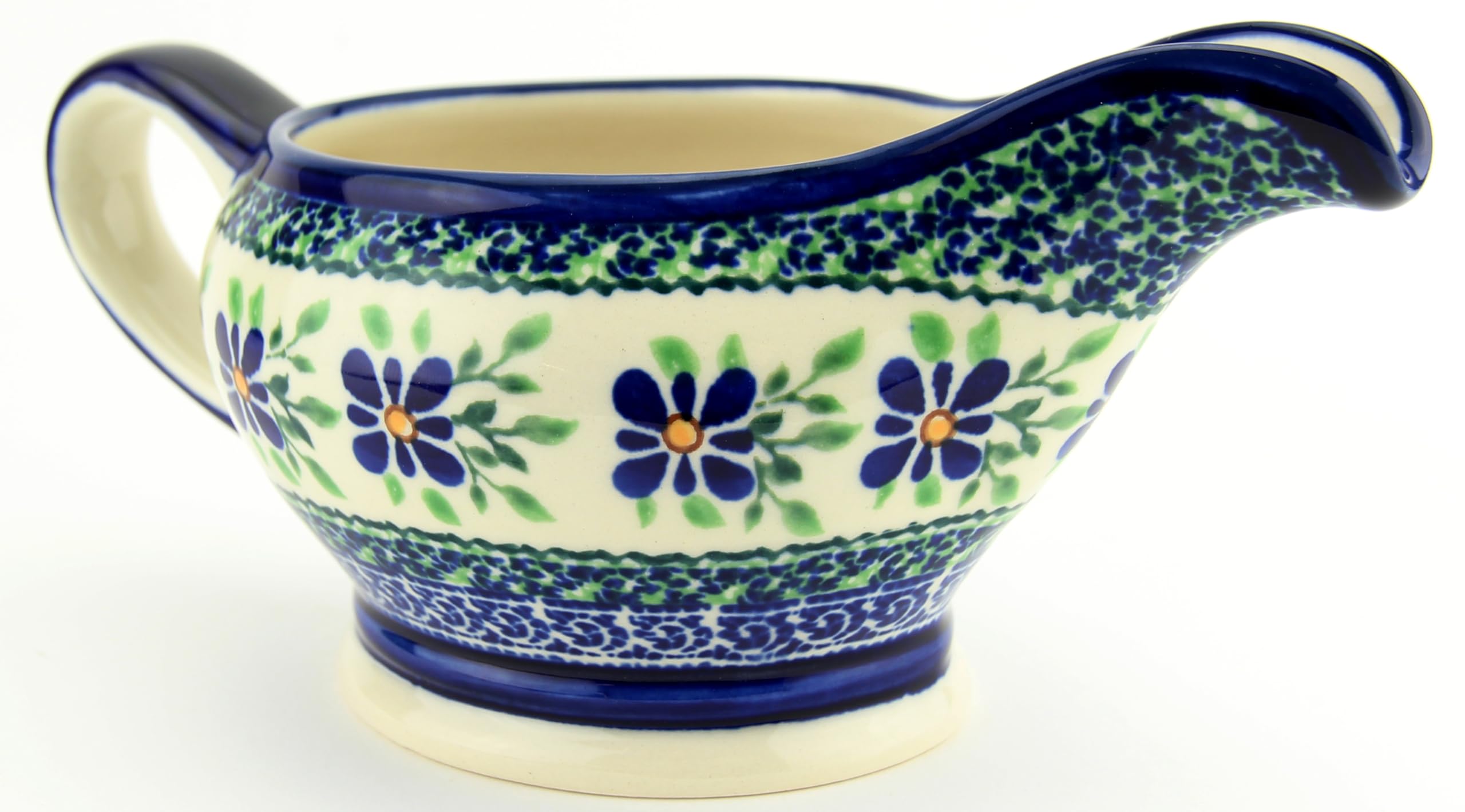 Polish Pottery Gravy Boat 16 Oz. From Zaklady Ceramiczne Boleslawiec #1258-du121 Unikat Pattern, Capacity 16 Oz.