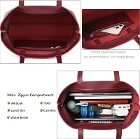 MEEGIRL női táska PU bőr shopper cipzárral és belső zsebbel munka iskolához 3