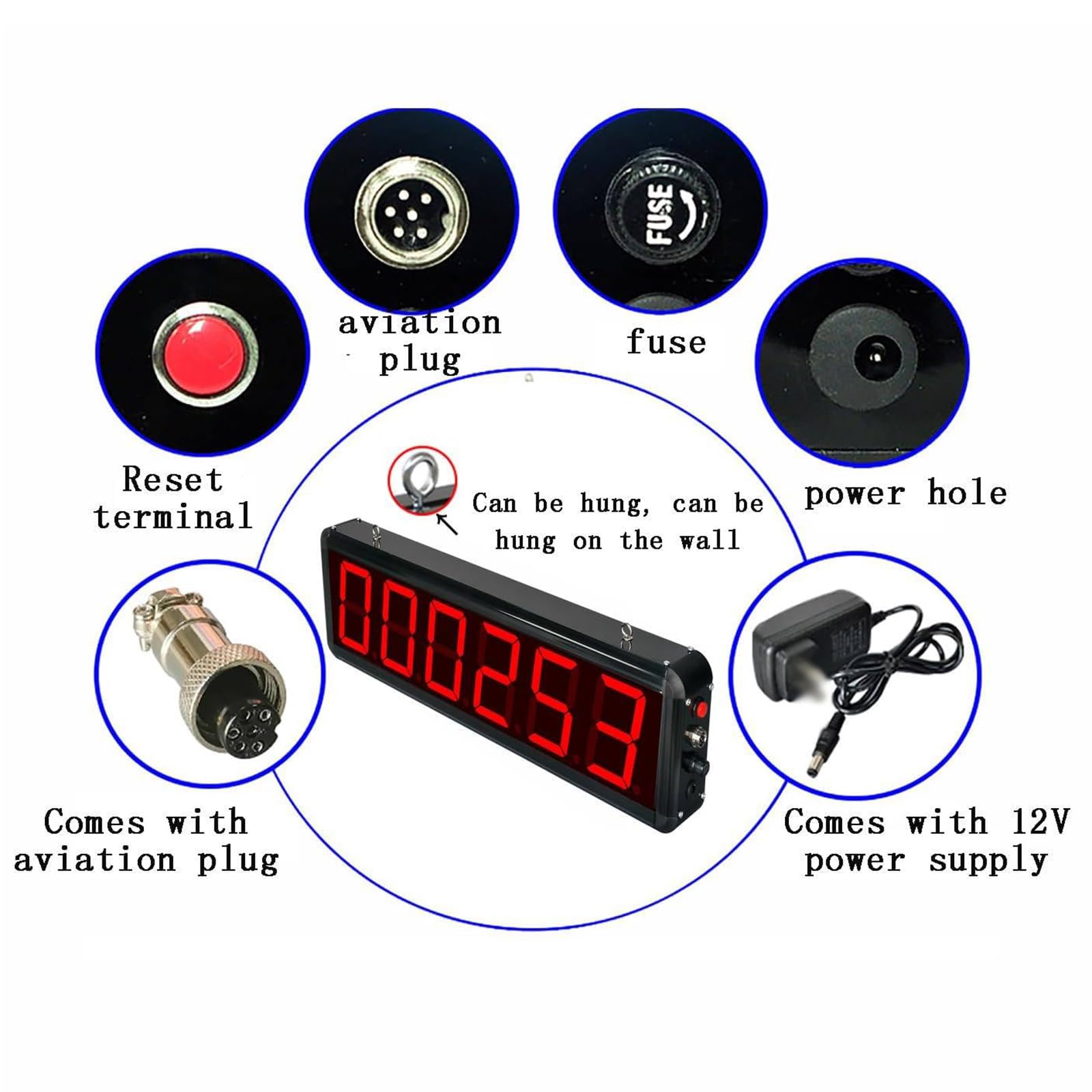 Contatore Digitale a Doppia sonda, Display a LED a 6 cifre, intervallo di conteggio 0-999999, Distanza di rilevamento 0-20 m, Protezione della Memoria per Nastri trasportatori e,3 Inches