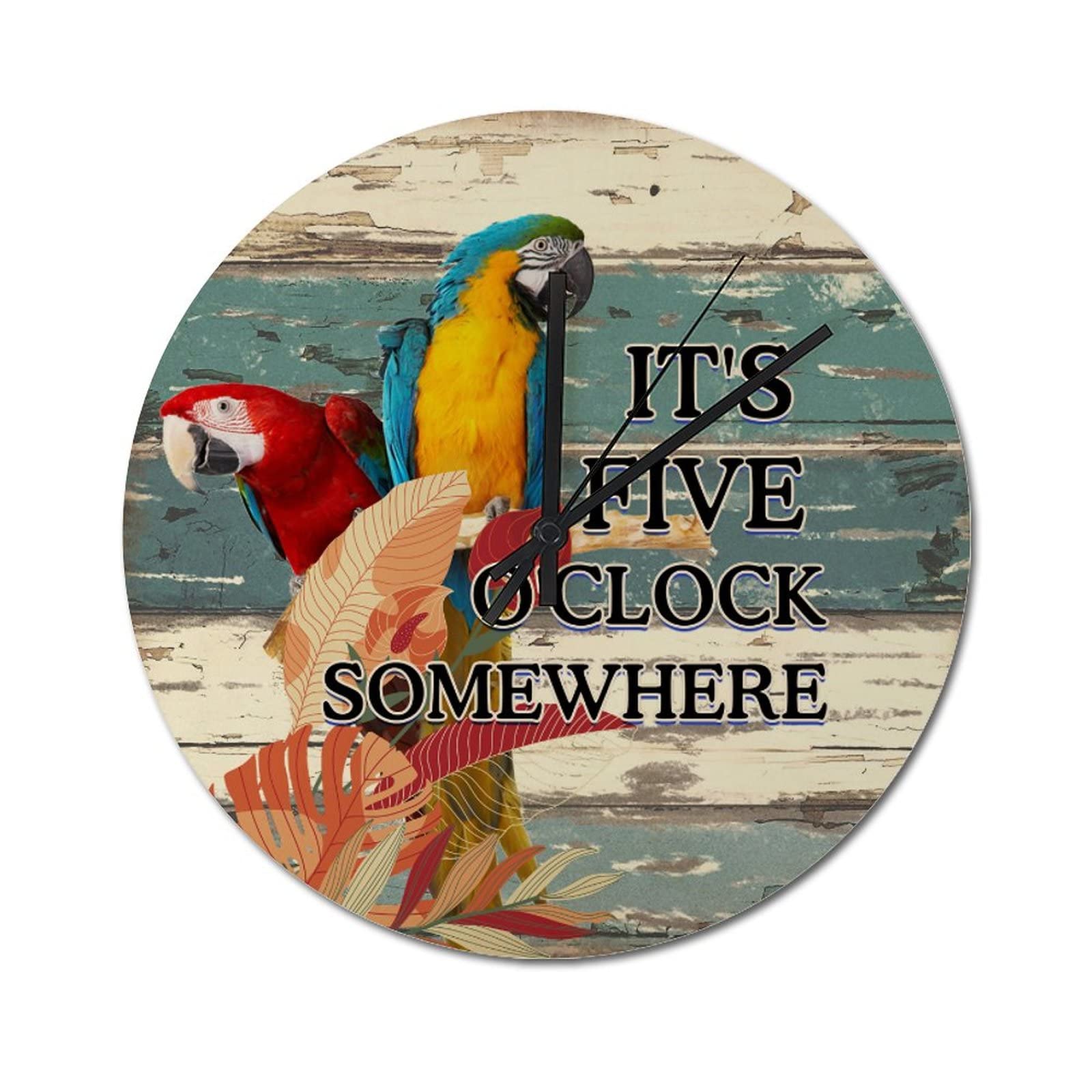 Horloge murale ronde 38 cm It's Five O'Clock Somewhere à quartz pour salon