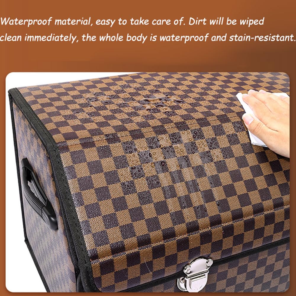 Organizer Bagagliaio Auto, Organizzatore per Auto per Vano di Lusso Auto Organizer Impermeabile Pieghevole Organizzatore di Immagazzinaggio per SUV/Auto/Camion,Fondo Antiscivolo, Coperchio Pieghevole
