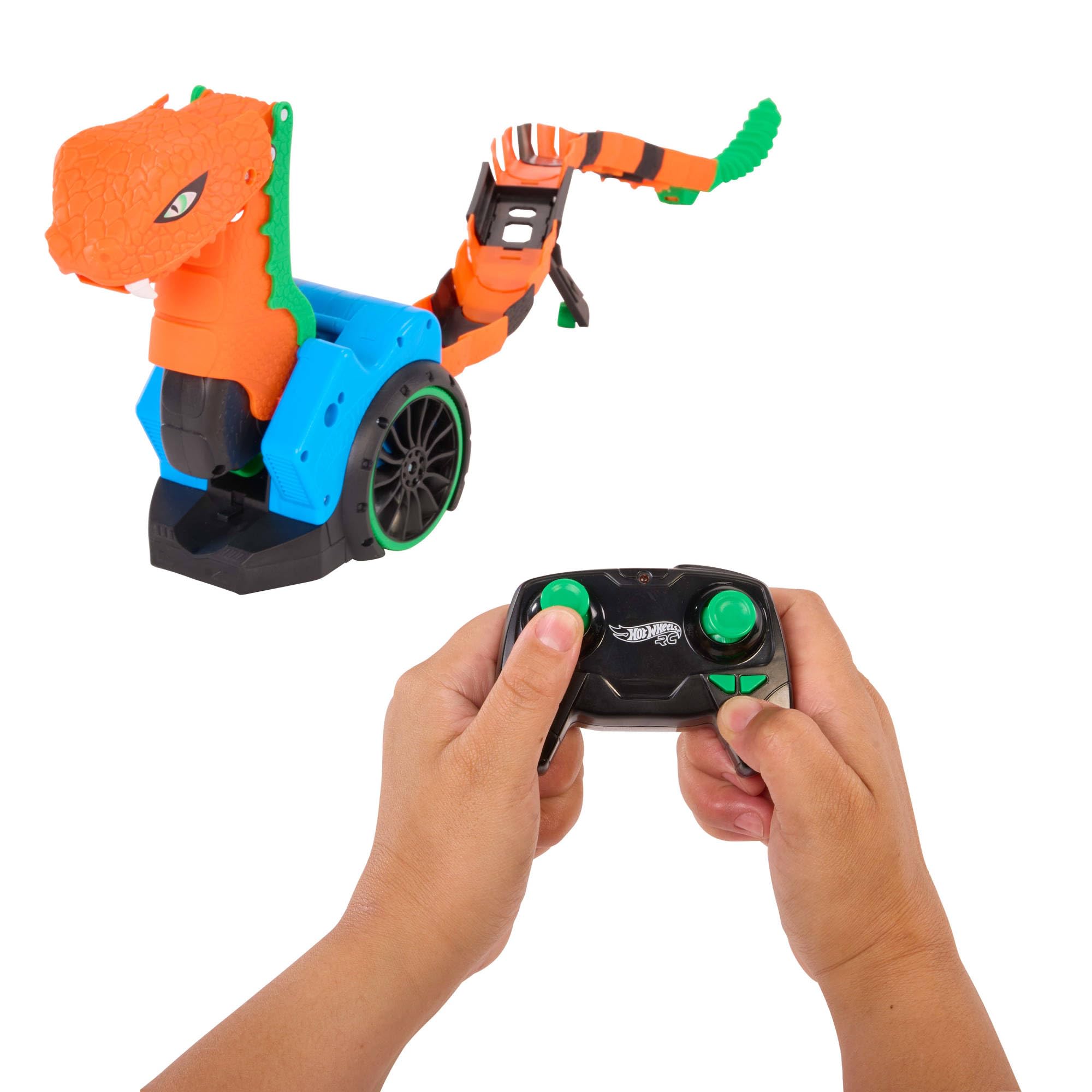 Hot Wheels Let's Race - R/C Sfida al Serpente, veicolo radiocomandato ispirato alla serie Netflix con lanciatore e rimorchio, macchinina GT Scorcher in scala 1:64 inclusa, JGD11