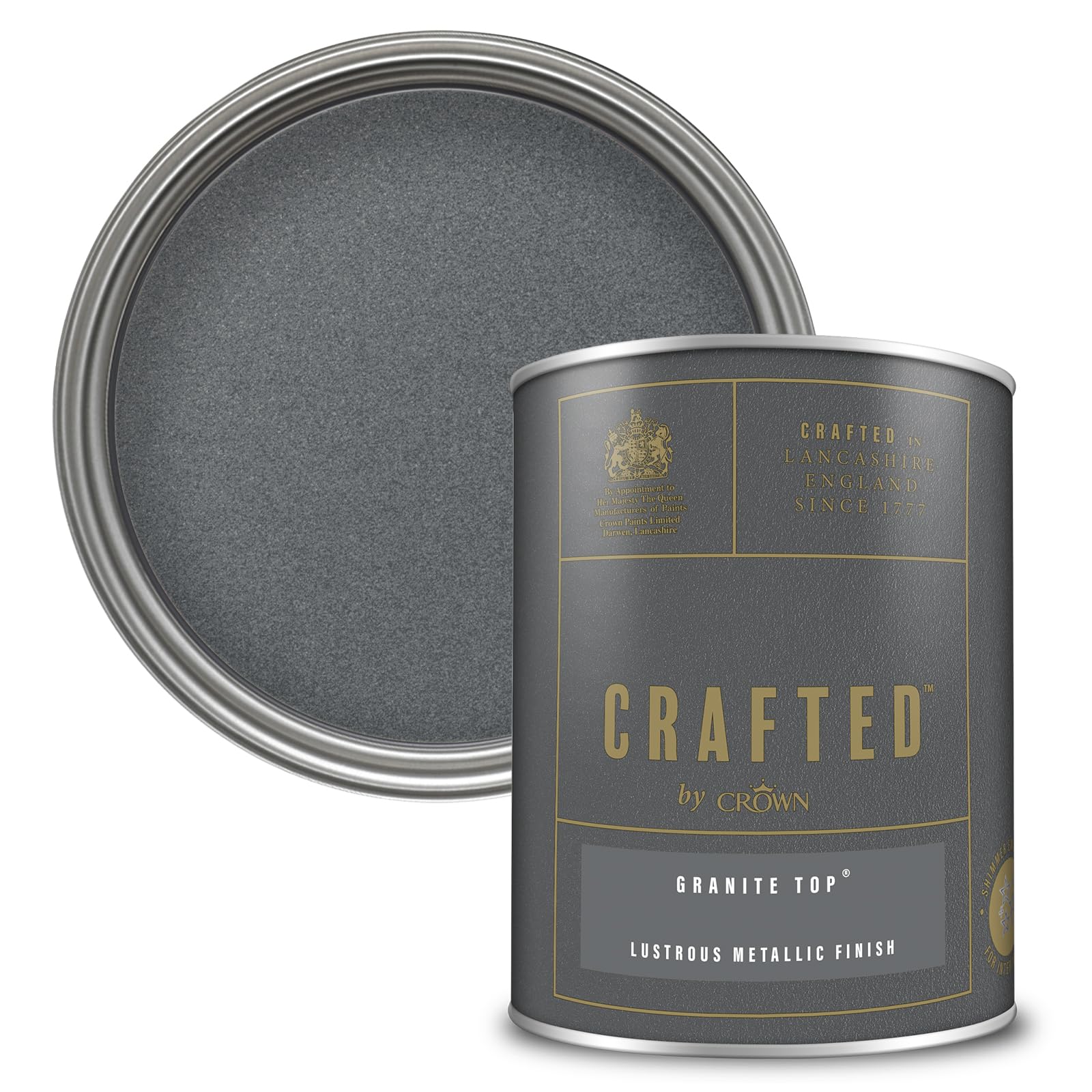 Crown CRAFTED Granite Top Metallic Emulsion Paint for Walls & Wood 1.25L