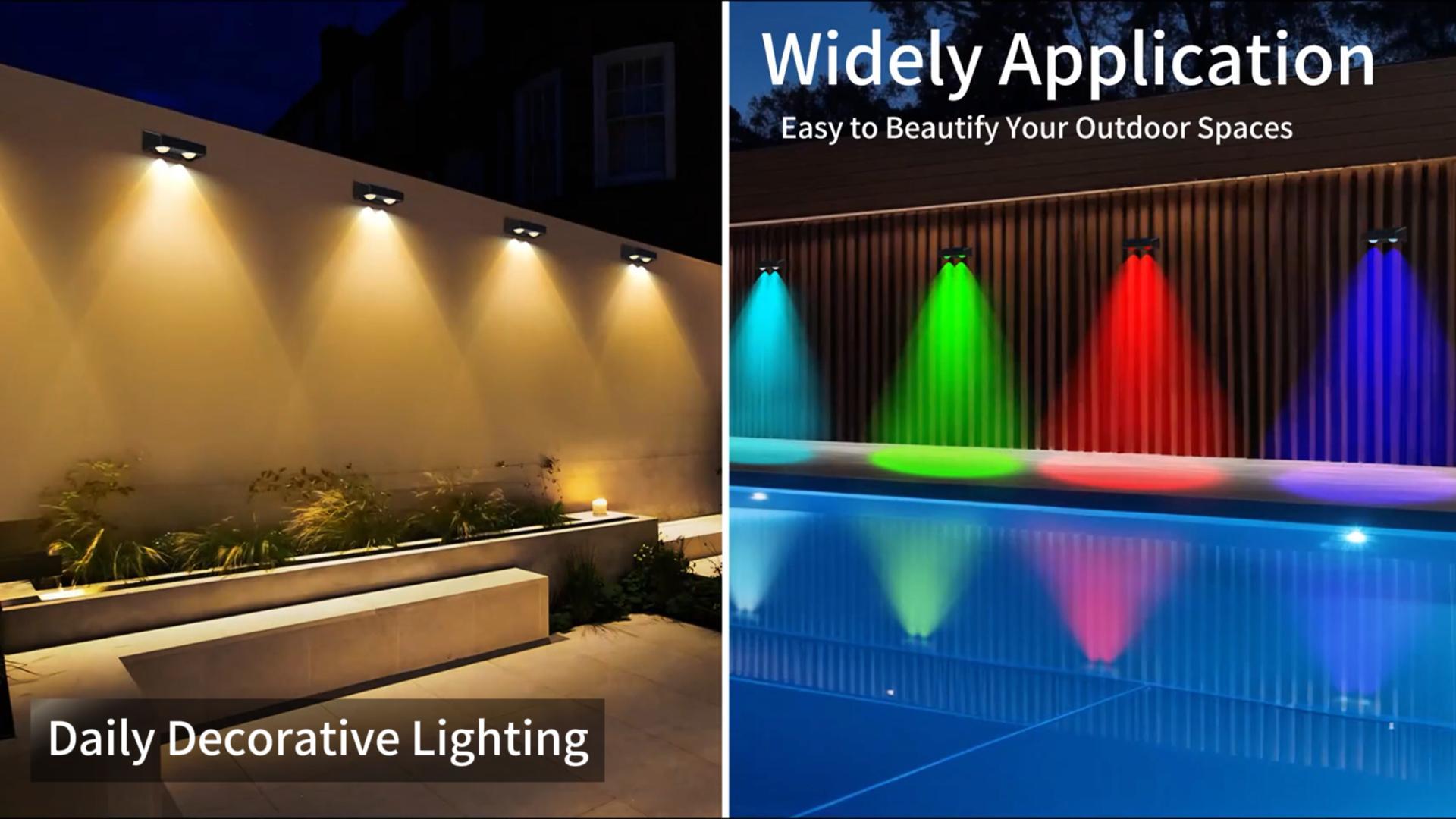 Image of Brizled 12 Pack Outdoor Solar Fence Lights, 11 Modes & 9 Colors Color Changing Fence Solar Lights Waterproof IP65, 100 Lumens Landscape Deck Outdoor Lighting for Backyard Railing Wall Fence Poolside