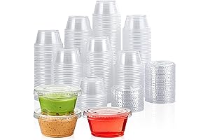 Small Plastic Condiment Containers with Tight-Fitting Lids (200 Sets - 2 oz)