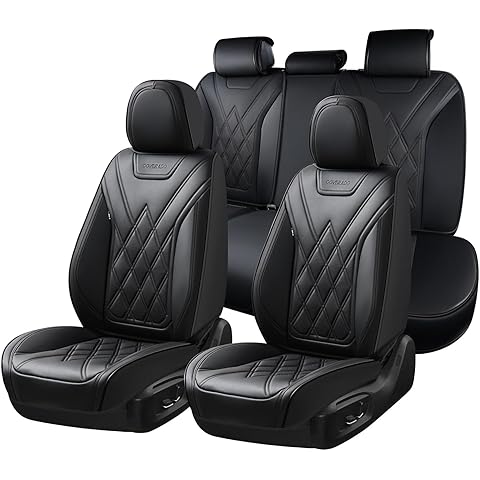 Coverado Car Seat Covers Full Set, Seat Covers for Cars, Front Seat Covers and Back Seat Cover Waterproof Leather Automotive Seat Cover, Universal Car Interior Protectors Cushion for Most Cars