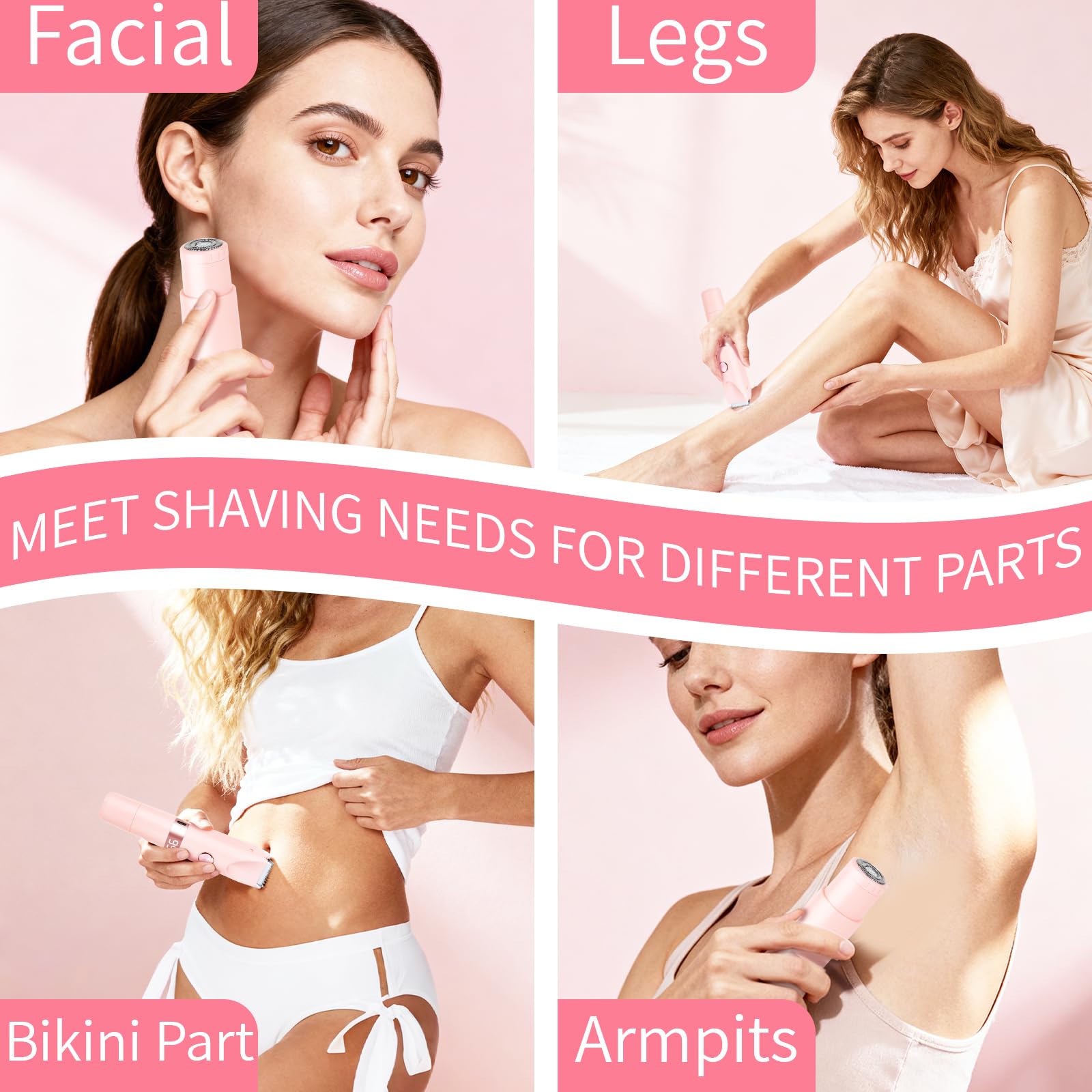 Épilateur Bikini Femme Étanche IPX7, Rasoir Électrique Double Tête 2 en 1 avec Écran LED, Rechargeable par USB, Épilation Douce et Indolore pour Bikini, Visage, Aisselles et Jambes