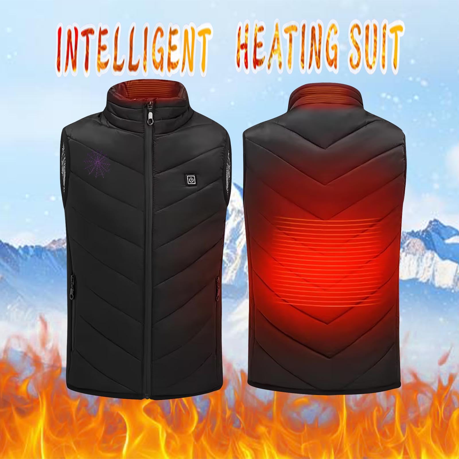 Manteau chauffante Garçons Filles 4 ans à 14 ans USB Gilet Chauffant Intelligents Léger Imprimé Veste Chauffant Electrique Intelligents Lavable pour Plein Air Sports Hiver Charge USB