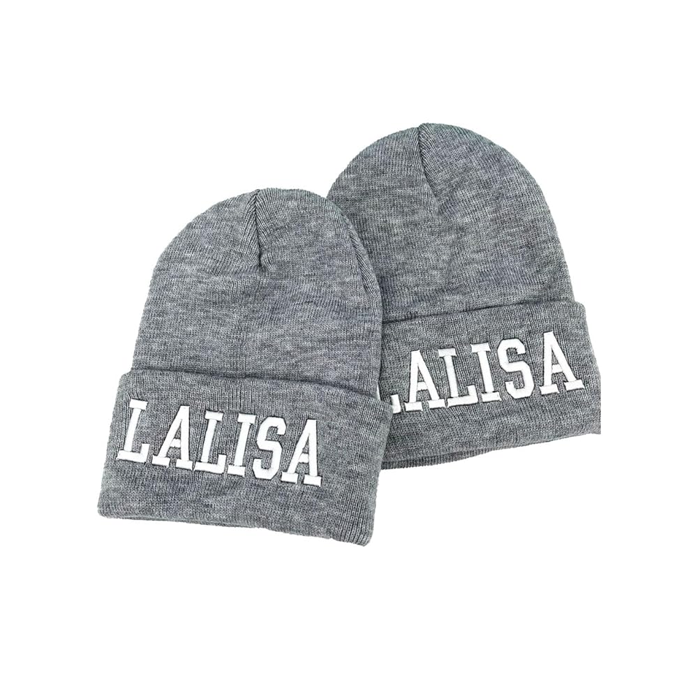 【LMR】韓国人気★LETTERING LOGO EMBROIDERED BEANIE Amazon.com: Kpop Lisa LALISA MANOBAL Letter Embroidery Gray