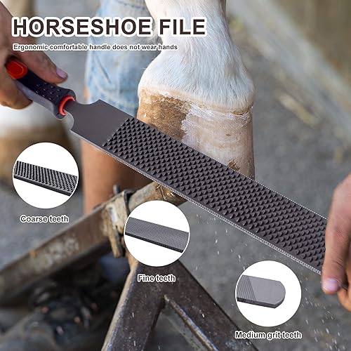 Miniatura 5 de Kit de herramientas de herrador de caballos de 14 pulgadas, 6 herramientas profesionales para recortar pezuñas, pueden recortar fácilmente las