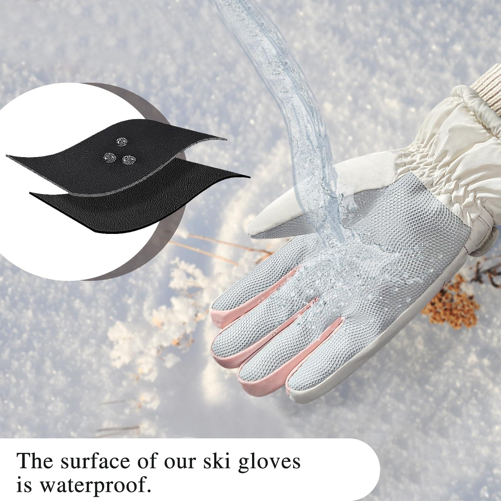 Guantes de esquí de invierno para mujer, resistentes al viento, térmicos, para pantalla táctil, impermeables, con forro polar, guantes cálidos para invierno, para esquí, ciclismo, deportes al