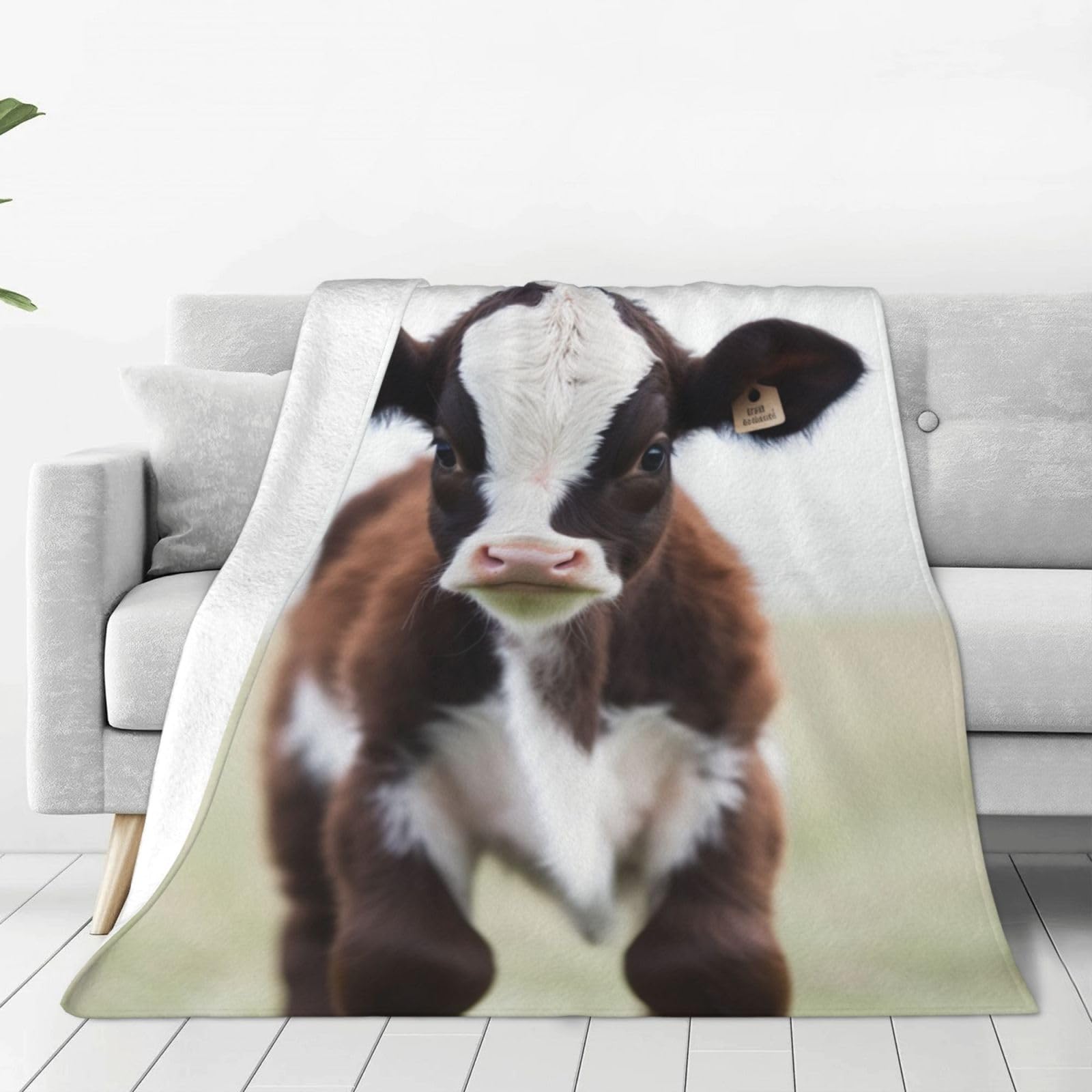KLOPH Baby Cow Throw Blanket 60"x50" Flannel Fluffy Warm Blanket for Couch, Reversible Plush Blankets for Bed, Comfy Fuzzy Blanket for Sofa, Plush Lightweight-Blankets for All Season