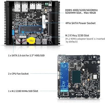 SJRC Mini PC 2x10 GbE RJ45, Firewall Appliance N150 (Upgraded N100) Barebone NO RAM NO SSD, Dual i226V 2.5 Gbit LAN, S7 Pro OPNsense Micro Computer, 2xNVMe, 2xHD, Type-C, TF