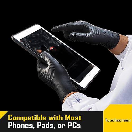 Miniatura 3 de COOLJOB Guantes desechables de nitrilo de 8 mil, agarre texturizado de diamante para limpiar, teñir, cocinar, impermeables, 100 unidades, M-XL