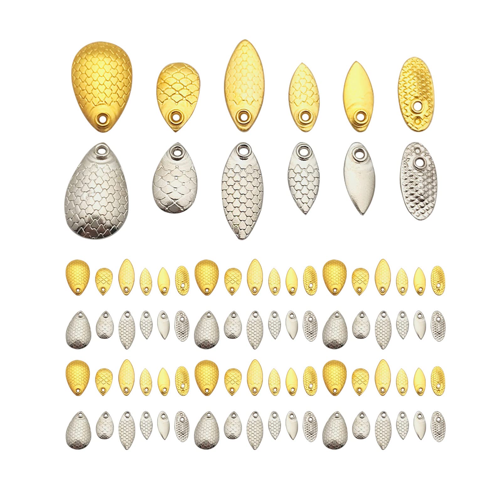 JOJOCY 600Pcs Spinner Blades Kit 2 Colors Fishing Blades Tail Spinner Spinnerbait Lure Making Supplies Bass Lures Soft Lures Fishing Lure Rig Spinnerbait