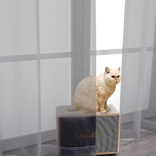 Miniatura 4 de OVZME 2 paneles de cortinas traslúcidas grises, 84 pulgadas de largo para dormitorio, elegantes cortinas traslúcidas filtrantes de luz, tratamiento