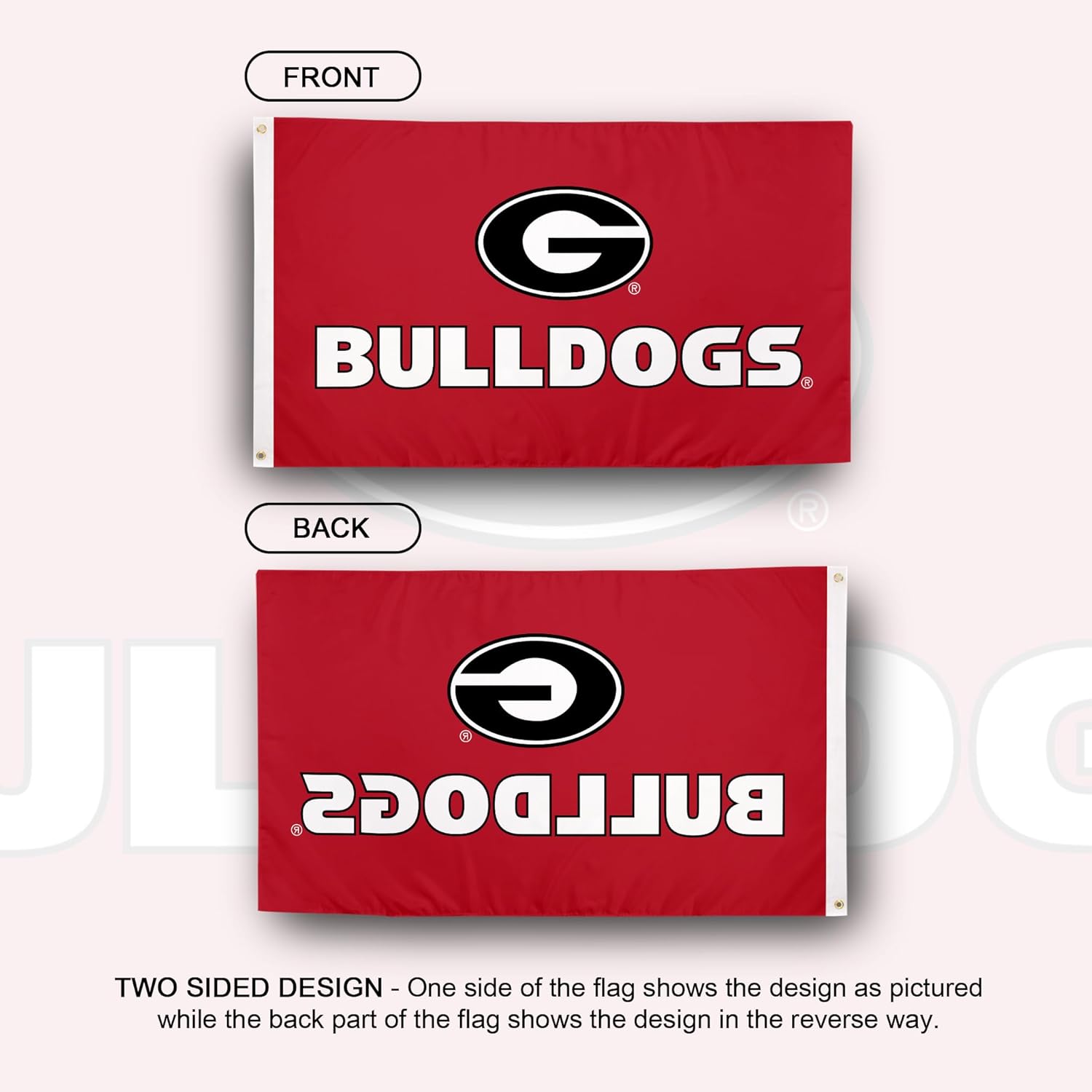 Desert Cactus University of Georgia Flag Bulldogs UGA Dawgs Banners 100% Polyester Indoor Outdoor 3x5 feet Flags (Design 7) - Image 2