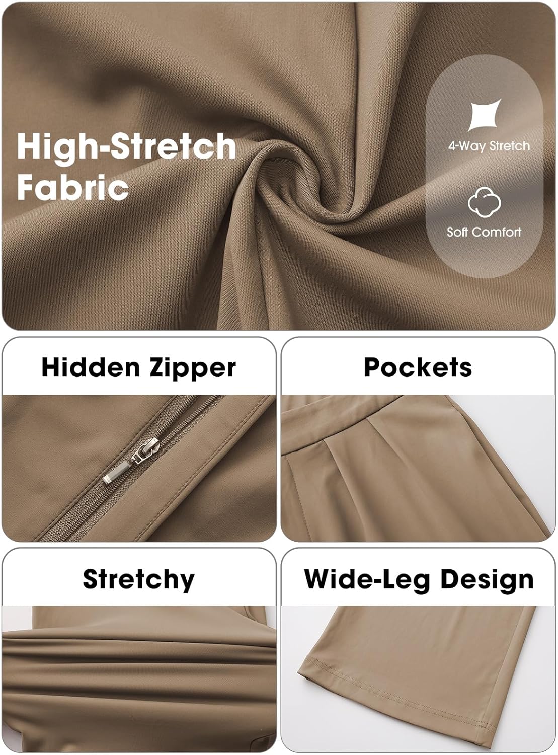 EXLURA Womens 2 Piece Outfits Long Sleeve Zip Up Crop Jackets Long Wide Leg Pant Suits Spring Airport Travel Matching Sets - Image 4