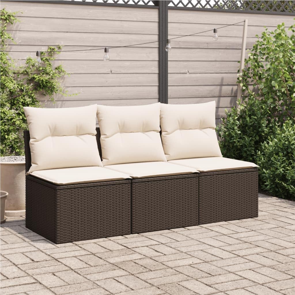 Gecheer Divano da Giardino a 3 Posti, con Cuscini Sfoderabili e Spazio di Conservazione Integrato, 165 x 62 x 69 cm, Rattan PE e Acciaio Verniciato a Polvere, per Esterno e Terrazza