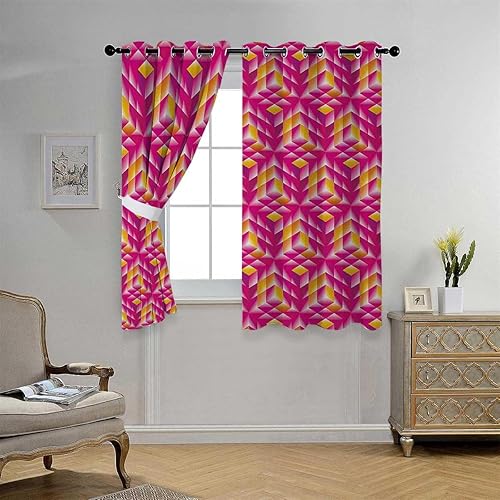 Miniatura 2 de Cortinas De Cocina Modernas Abstract Grommet Short Curtain for Closet Without Door Room Darkening 55Inch Width by 45Inch Length,2 Panels