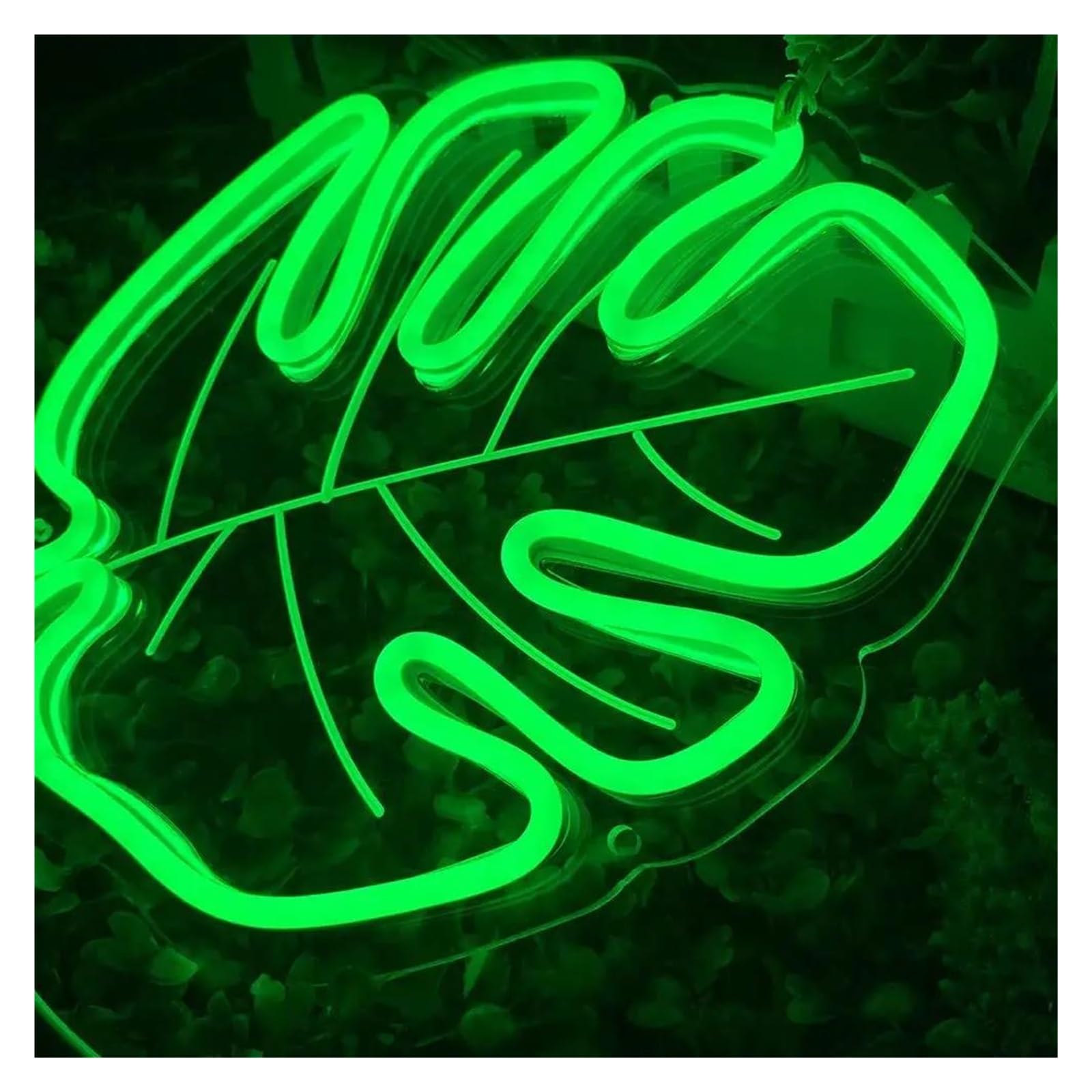Luz de Diseño de Digital Hoja De Arce, Hoja Verde, Señal De Luz LED Nocturna De Neón, Lámpara De Decoración De Pared Para Halloween, Boda, Fiesta De Cumpleaños (Talla : Segundo)