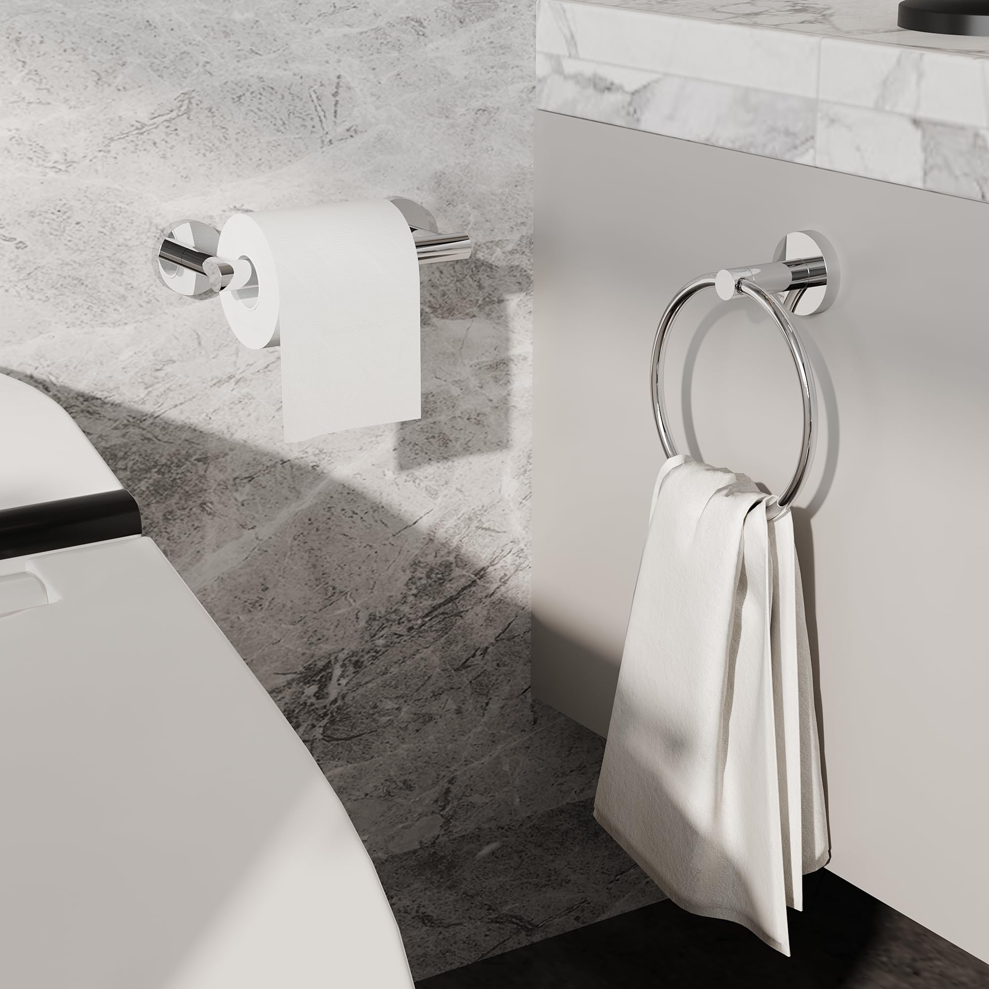 Portasciugamani Acciaio Inox 304 Cromato - Anello Contemporaneo