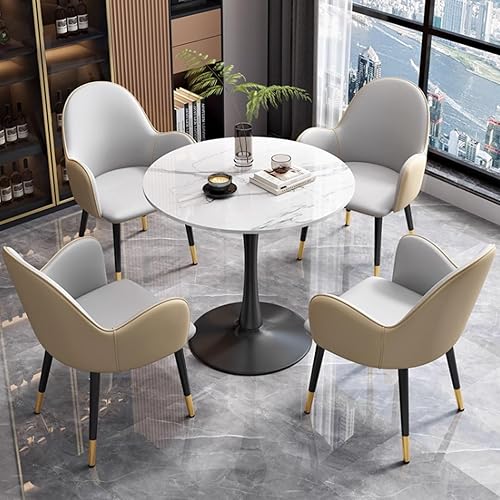 YVYKFZD Office Reception Room Club Table and Chairs, Simple Round Conference Table, Coffee Table Kitchen Dining Table Set for 4, Small Negotiate