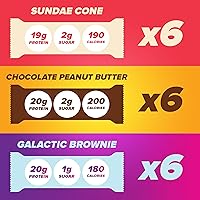 Vista 2 de Pure Protein - Paquete surtido de 18 unidades - Brownie galáctico, cono de helado, mantequilla de maní con chocolate