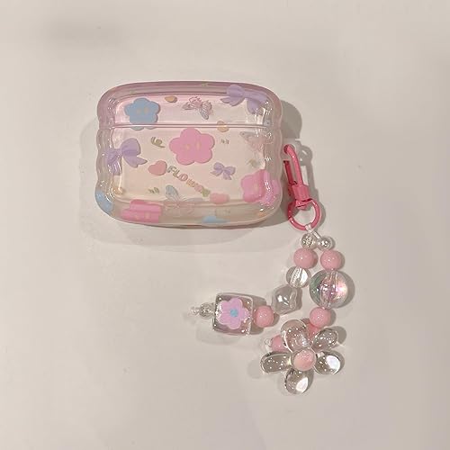 Miniatura 6 de Funda compatible con AirPods Pro 2, diseño ondulado, a prueba de golpes, para niñas y mujeres, con llavero diseñado para AirPods Pro de 2