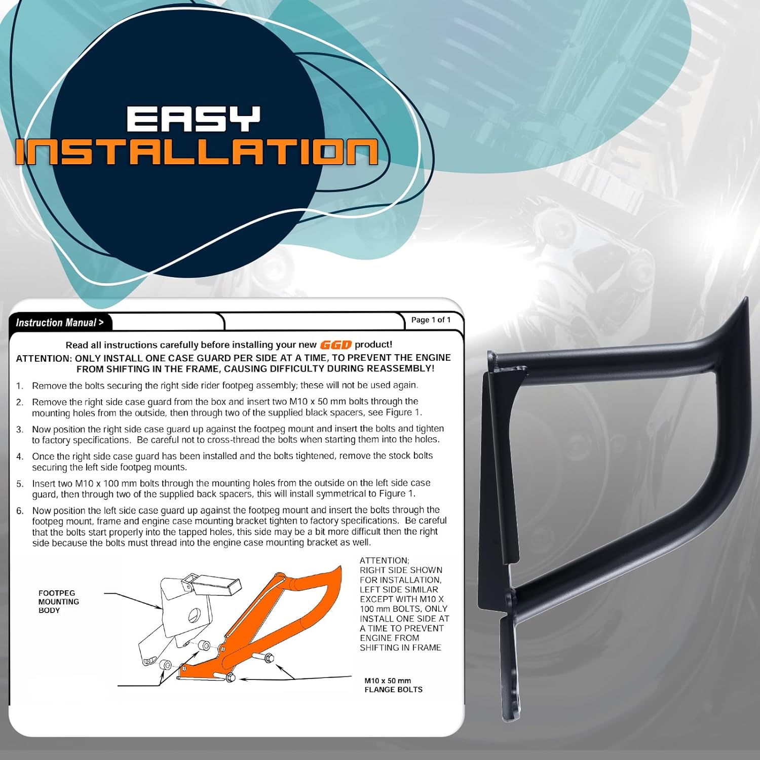 Crash Bar Chopped Engine Guard Highway Bar Compatible with Suzuki Boulevard M109 M109R 06-2020 (Black)