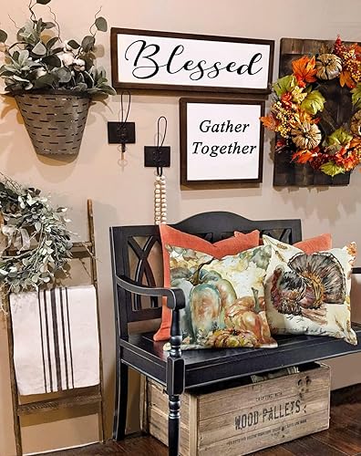 Miniatura 4 de Juego de 4 fundas de almohada de calabaza de otoño de 16 x 16 pulgadas, juego de 4 fundas de almohada decorativas de otoño con citas de Acción de