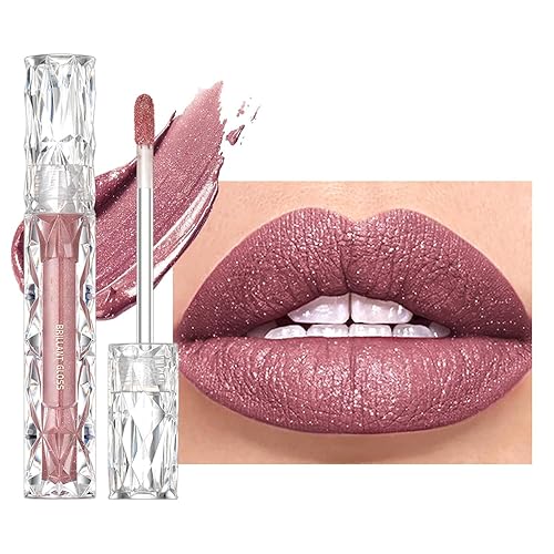 Miniatura 10 de Easilydays Diamond Matte Nude - Brillo de labios líquido metálico con purpurina, esmalte de labios brillante, acabado brillante, brillo de labios de