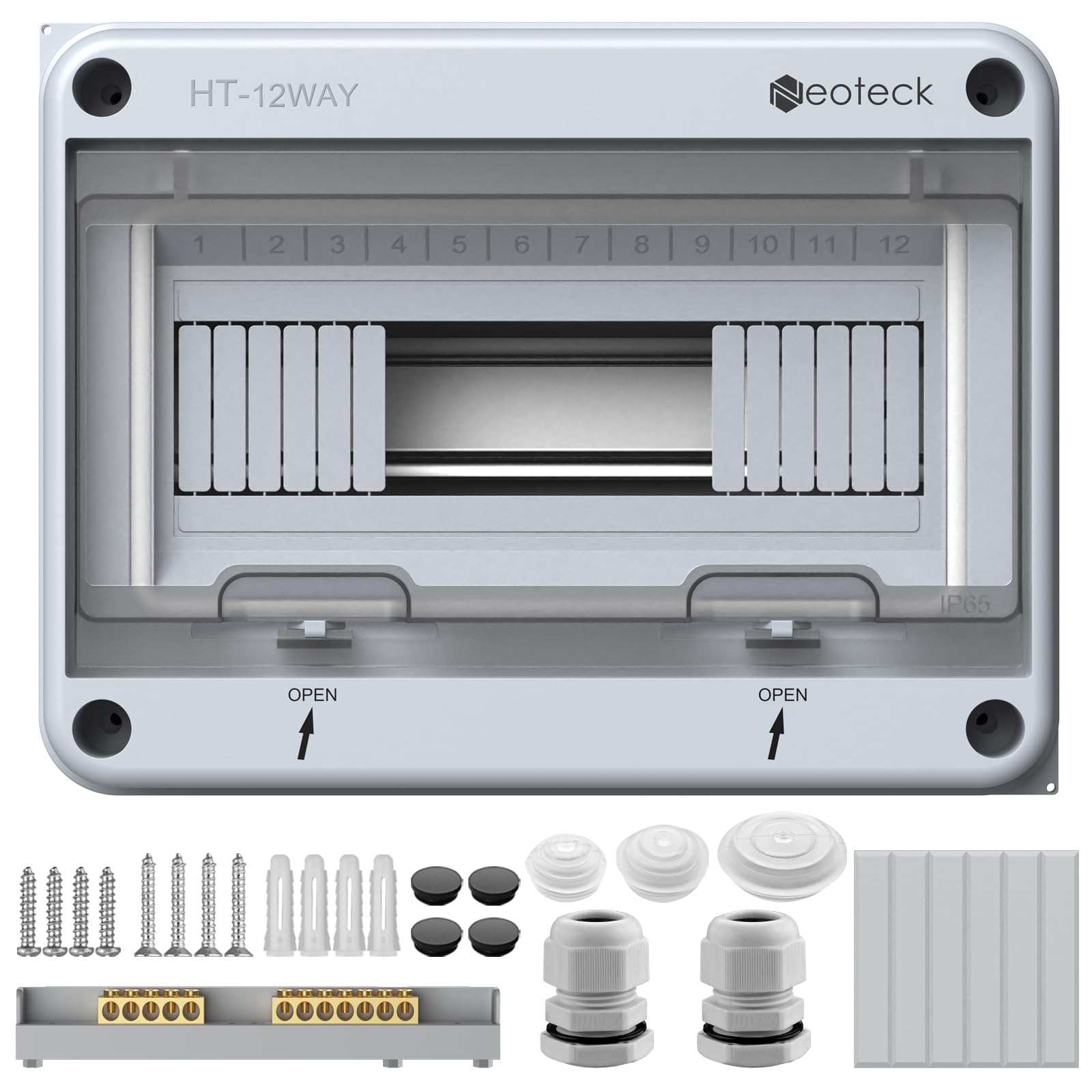 Neoteck Coffret de Distribution 12 Modules Étanche IP65 - Coffret Électrique Modulaire Transparent ABS - Tableau Mural Extérieur pour Maison Garage Jardin Bricolage