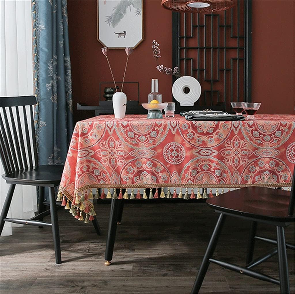 Festive Chinese Red Tablecloth Chinese Wedding Festive Coffee Table Dining Table Cover Cloth Conference Tablecloth(130 * 130cm)