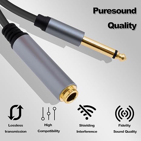1/4 Inch TS Extension Cable,3M 6.35mm Mono Male to Female Quarter Inch Connectors Audio Extension Cable Cord for Amplifiers,Headphone Guitar Instruments -9.8FT