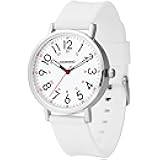 Watch with Second Hand Nursing for Women, Analog Watches for Nurses, 12/24 Hour Military Time, Easy Read Dial, Colorful Silicone Band