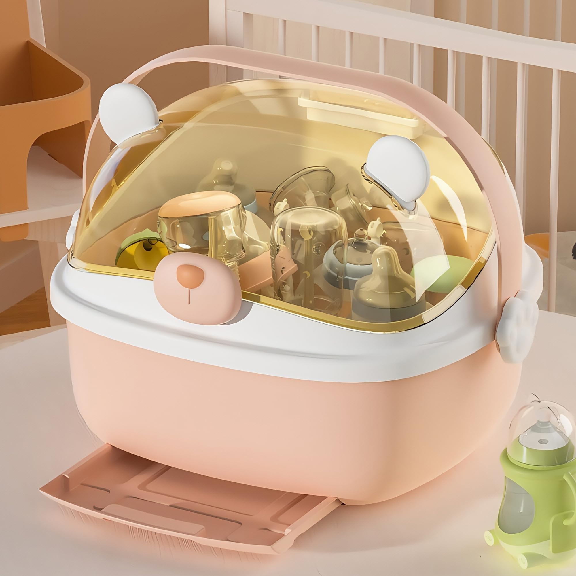 Boîte rangement biberon allaitement rose pour stopper l'humidité et organiser la cuisine