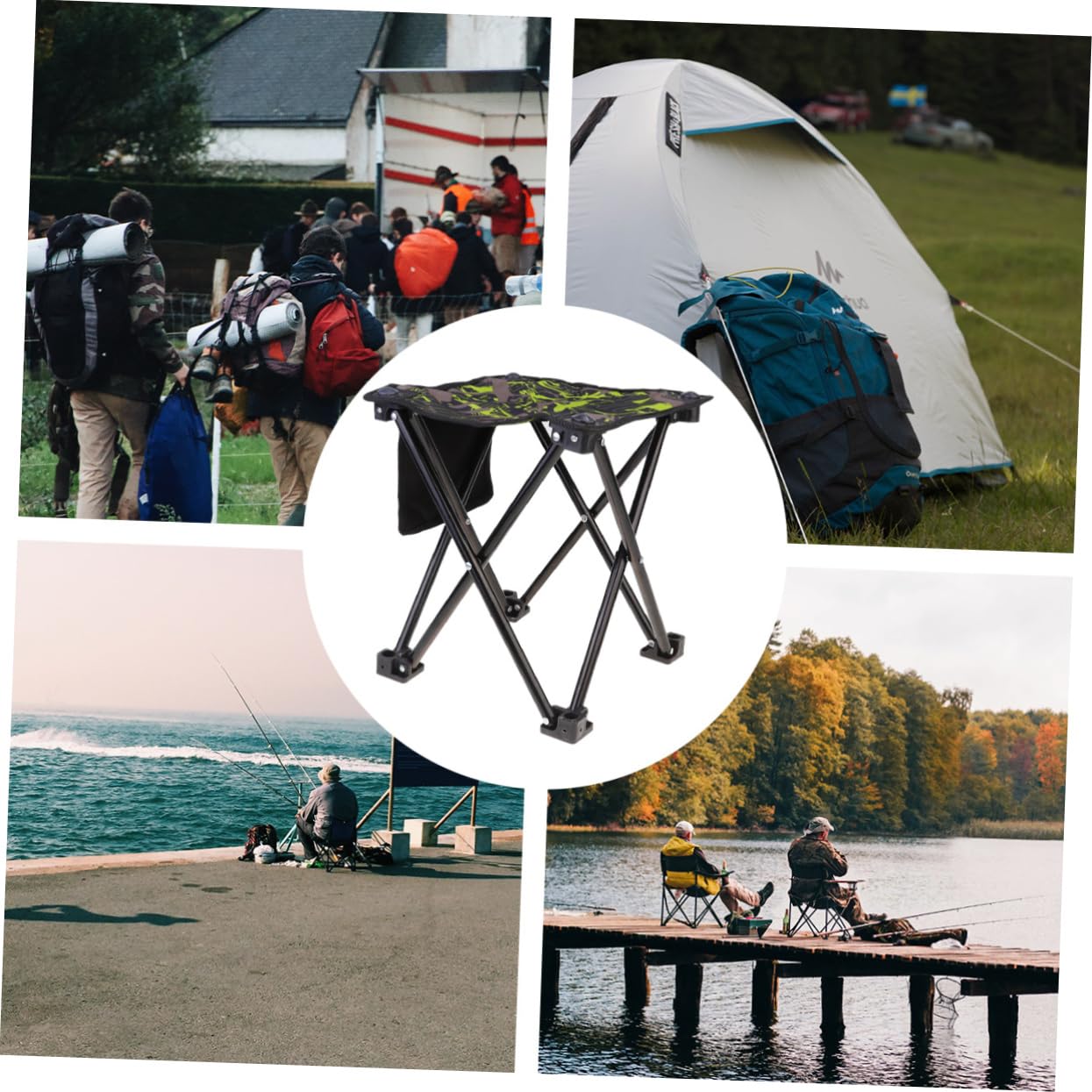 Toddmomy Outdoor Folding Stool Lightweight Stainless Steel Fishing Chair for Camping BBQ and Travel Compact Design Portable Collapsible Outdoor Seat for Beach and Garden Use