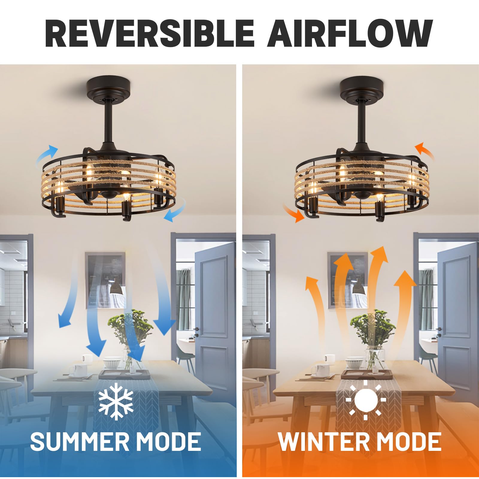Plafondventilator Elsa met verlichting - 107cm - 6 snelheden