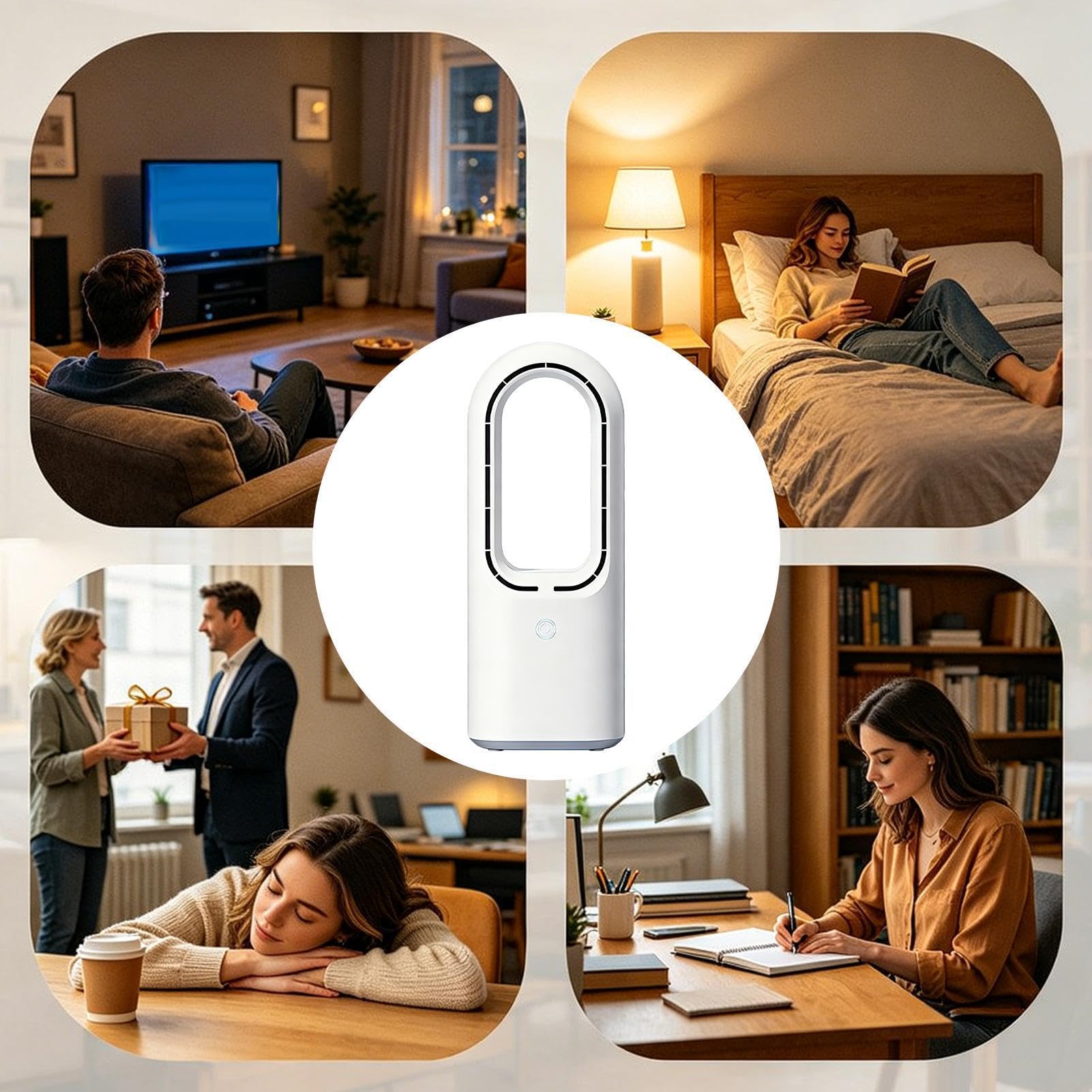 Ventilatore senza Pale 5 Velocità Dispositivo Silenzioso Portatile | Ventilatore Personale da Scrivania per Ufficio, Soggiorno, Cucina, Bagno, Studio, Appartamento, Camper, Campeg