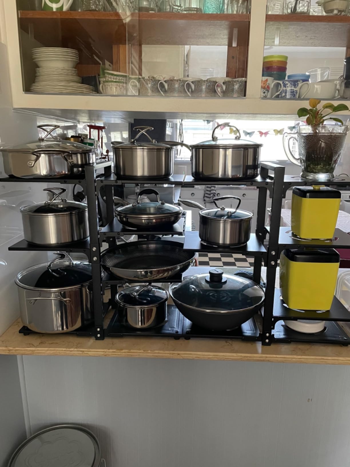 Pot Rack Organizers:CASONNIK 7-Tier Adjustable Heavy Duty Pan Organizer ...