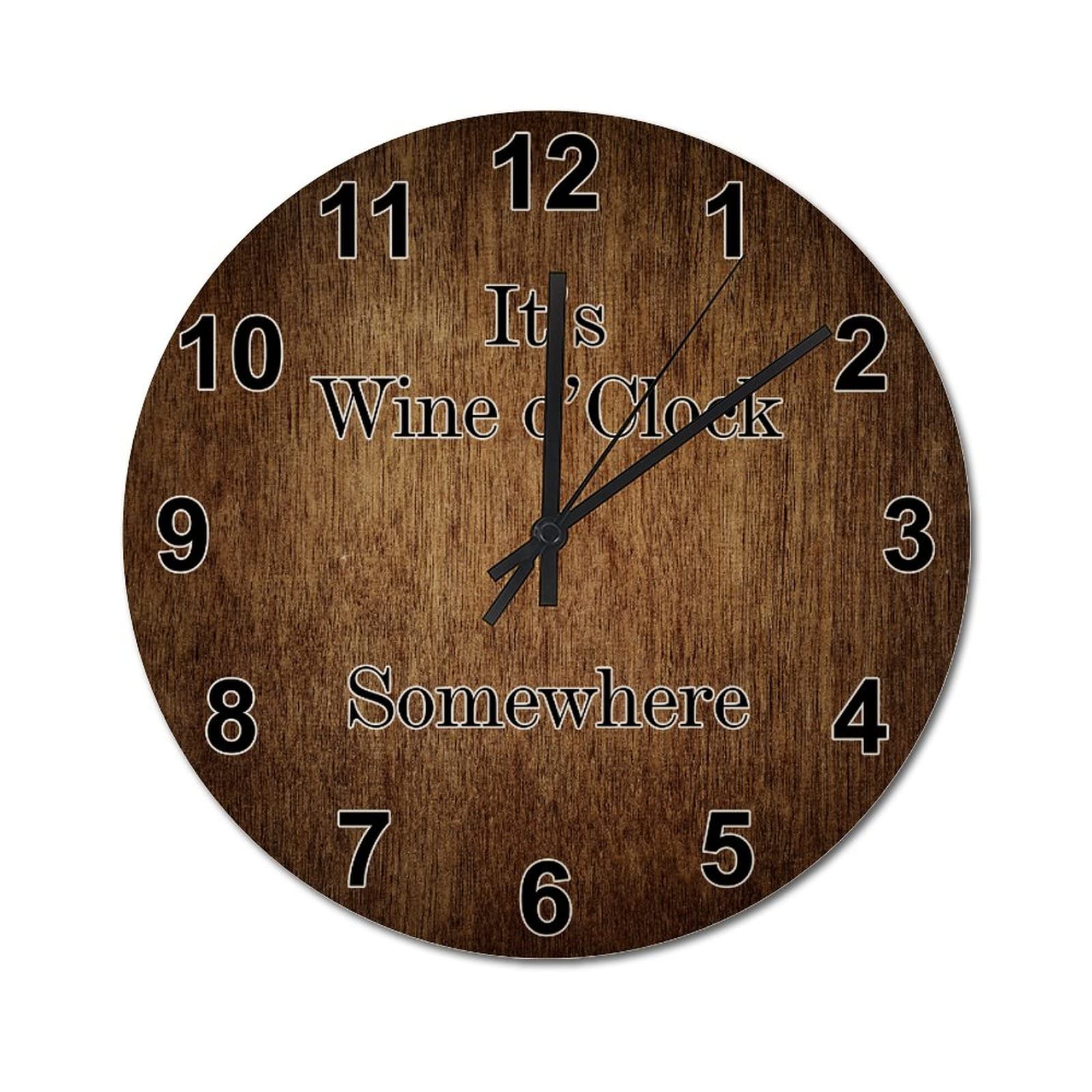 Horloge murale ronde rustique It's Wine O'Clock de 38cm pour la cuisine