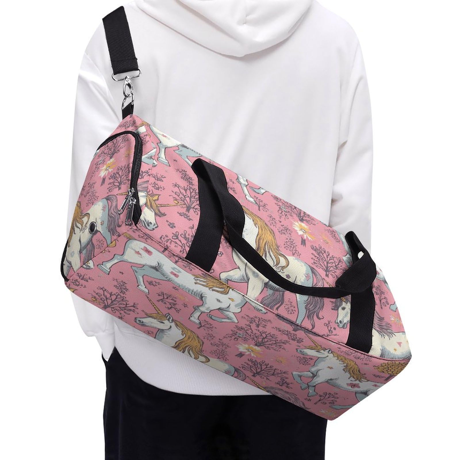 Turnbeutel für Damen und Herren, Einhörner-Druck, wiederverwendbar, Turnbeutel mit Schuhfach, Stil, Einheitsgröße, modern, Stil:, Einheitsgröße, Modern